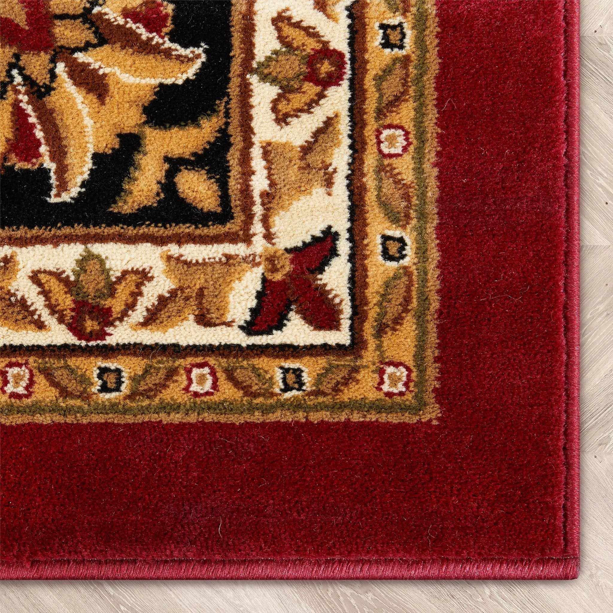 Medallion Kashan Red Traditional Rug Well Woven