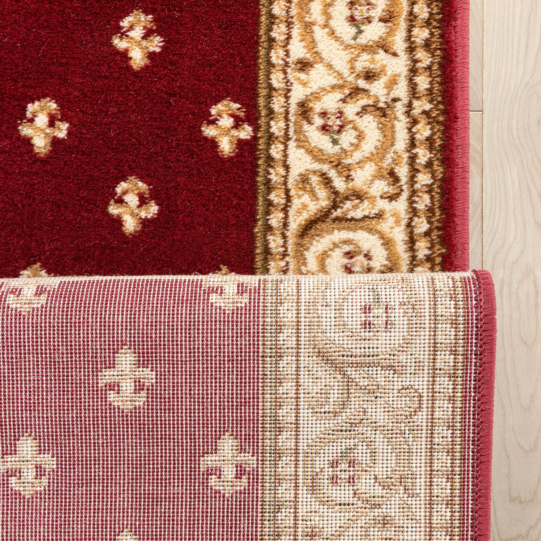 Custom Size Hallway & Stair Runner Fleur de Lis Traditional Red 27 Inch Wide x Choose Your Custom Length Runner Rug Well Woven