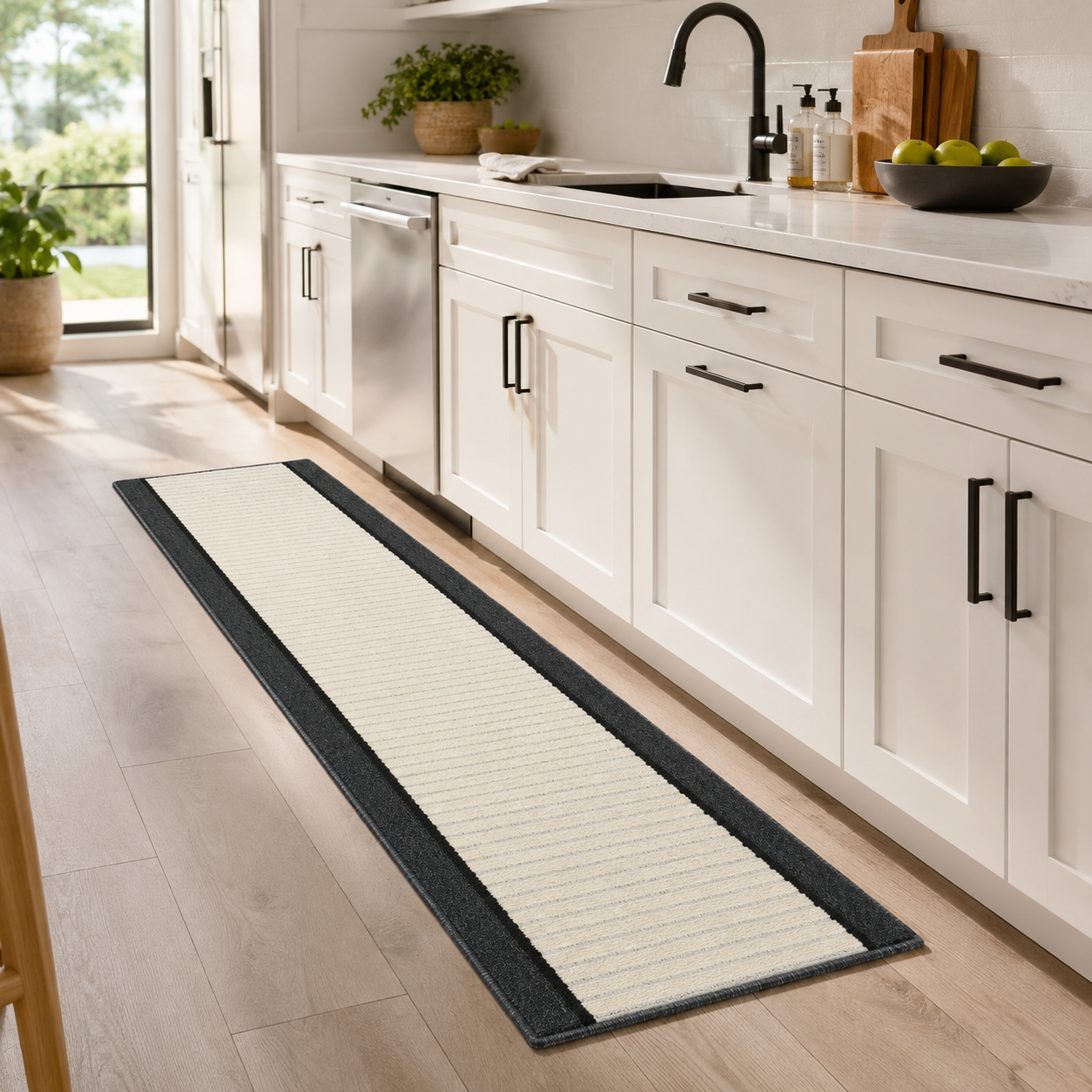 Essential Lane Stone runner rug styled in a kitchen