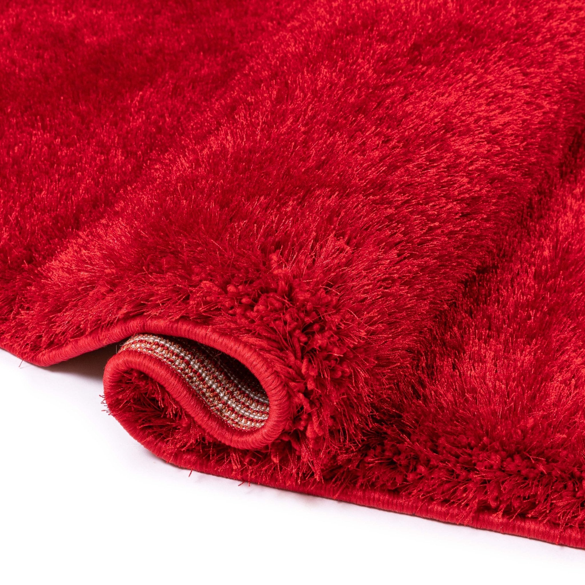 Feather Collection Liza Red Shag Rug – Sparkly, Plush, Minimalist Glam - Well Woven - thick pile red rug