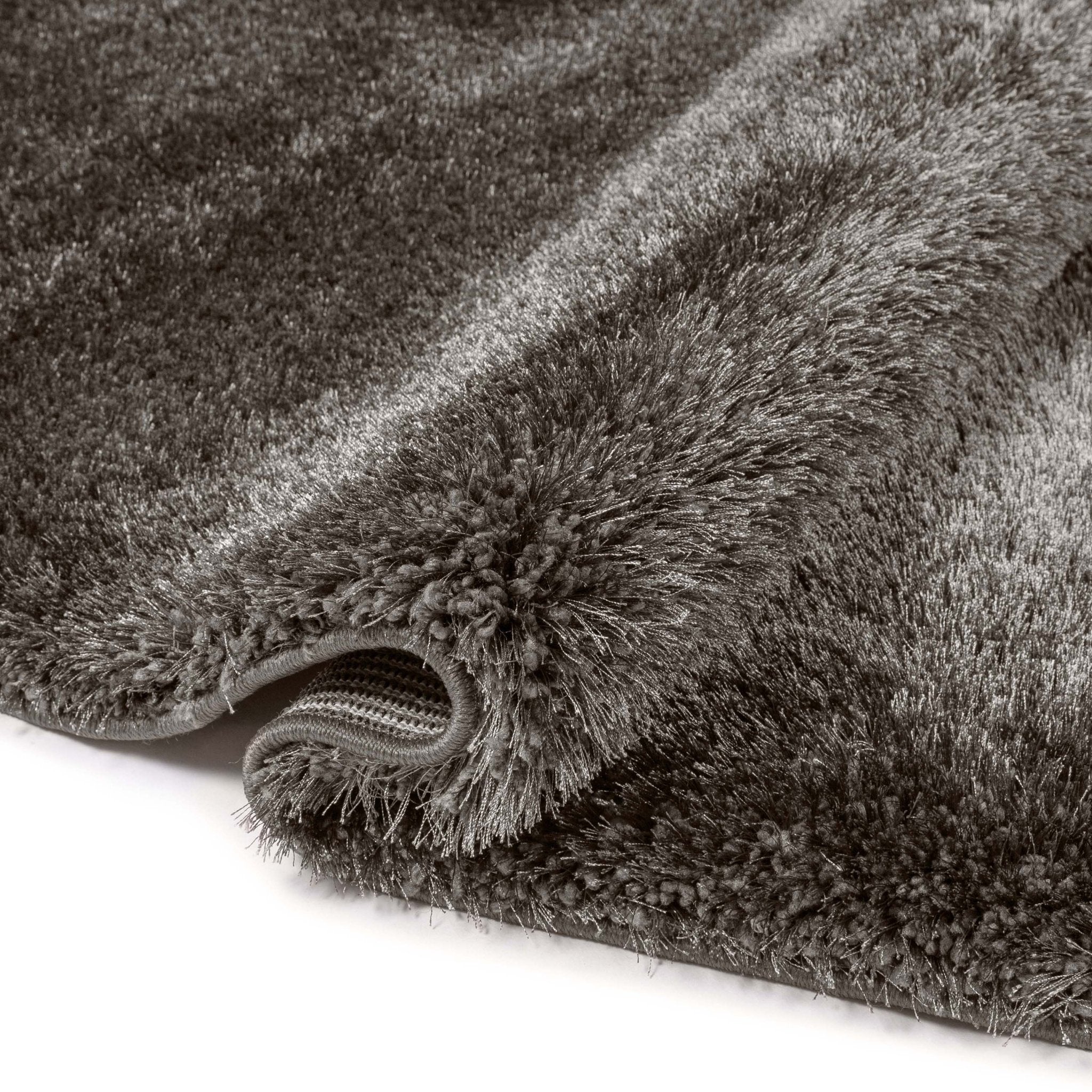 Feather Collection Liza Black Shag Rug – Sparkly, Plush, Minimalist Glam - Well Woven - thick pile black shag rug