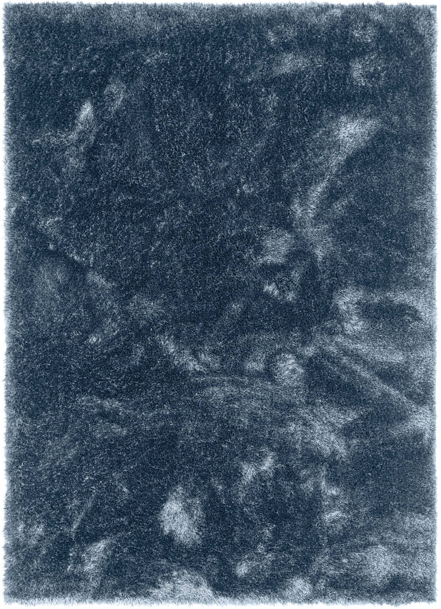 Feather Collection Liza Dark Blue Shag Rug – Sparkly, Plush, Minimalist Glam - Well Woven - Overhead