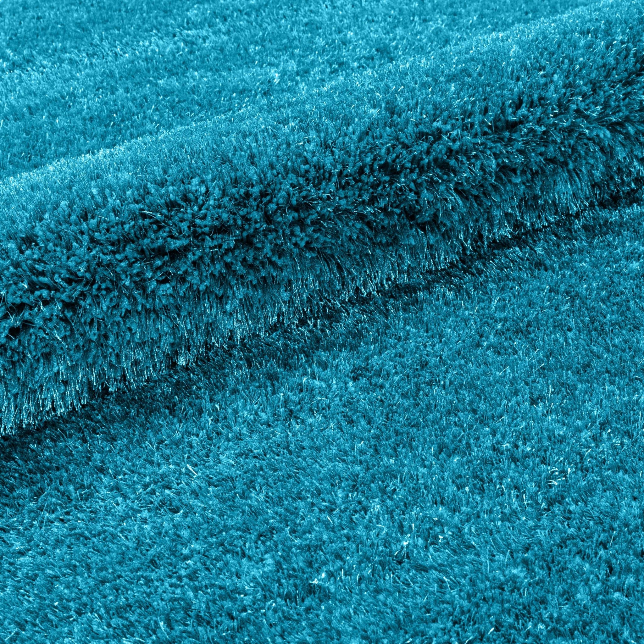 Feather Collection Liza Blue Shag Rug – Sparkly, Plush, Minimalist Glam - Well Woven - Teal rug texture