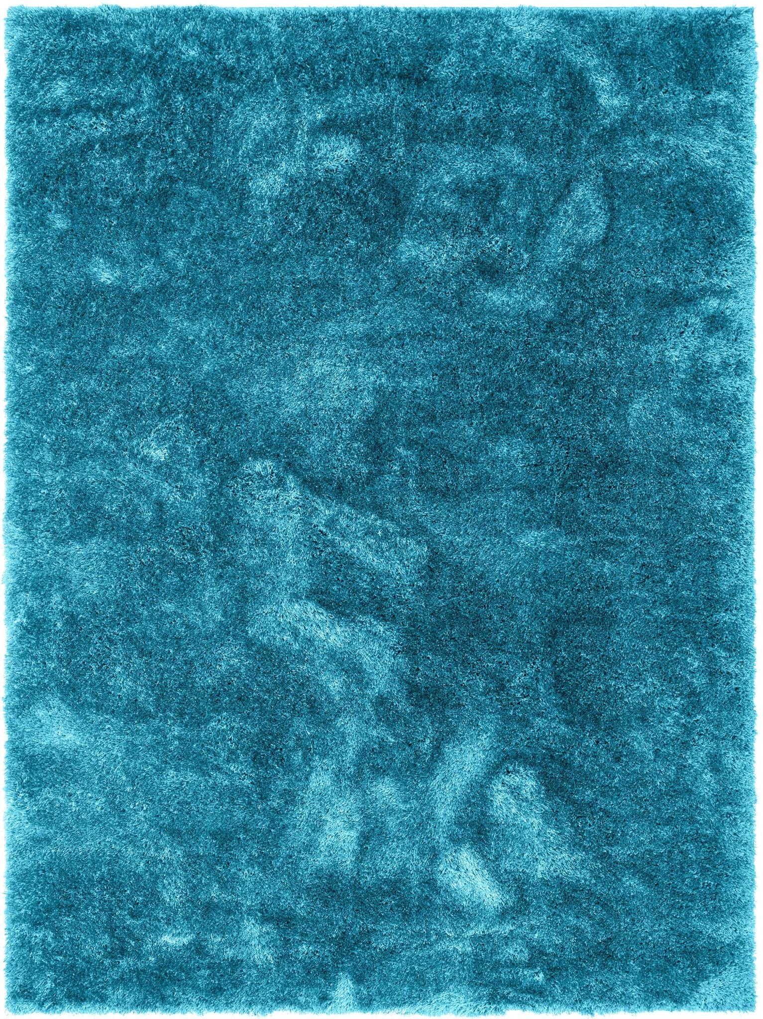 Feather Collection Liza Blue Shag Rug – Sparkly, Plush, Minimalist Glam - Well Woven - Teal Overhead