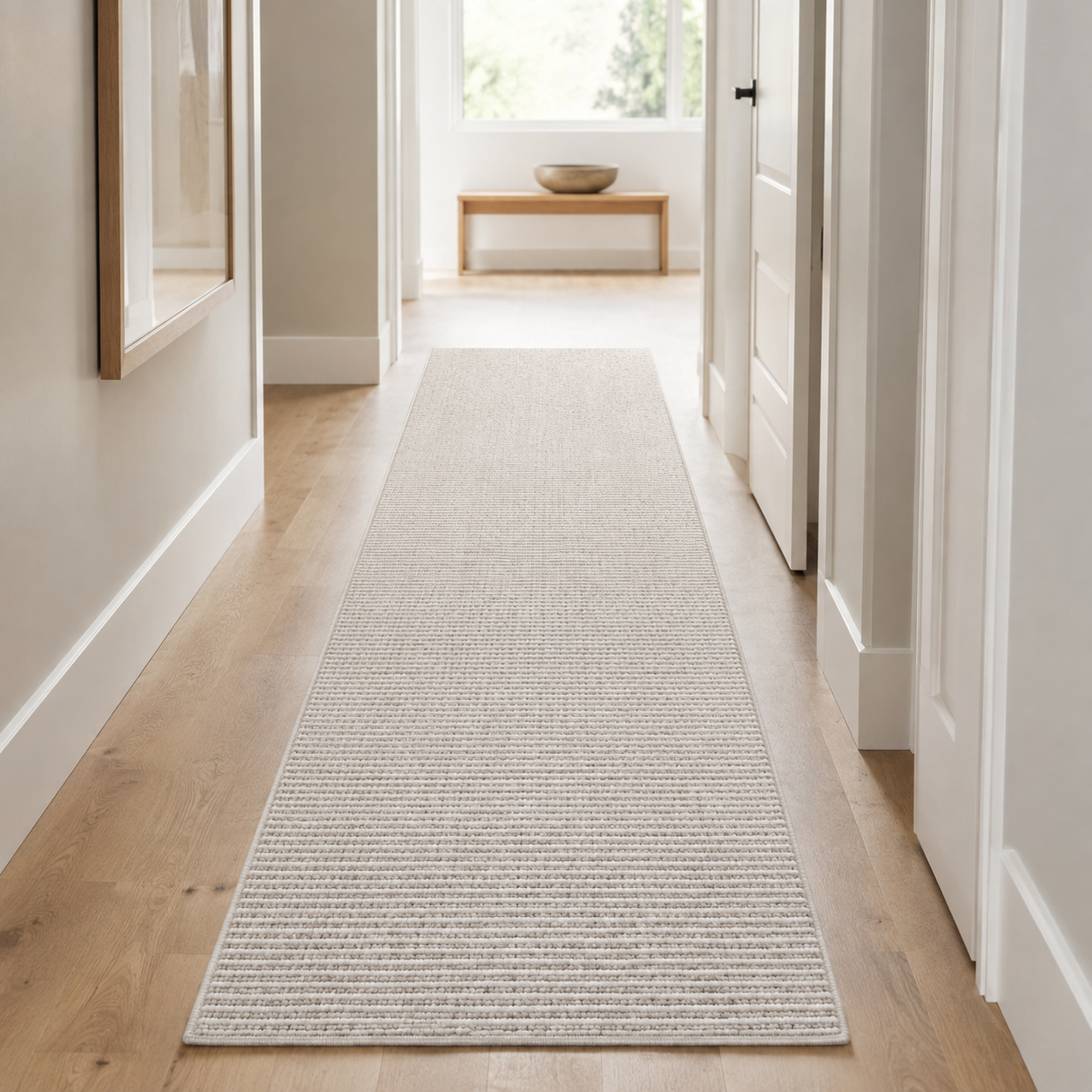 Custom Size Runner Berber Stripes Contemporary Striped Beige Choose Your Width x Choose Your Length Hallway Runner Rug