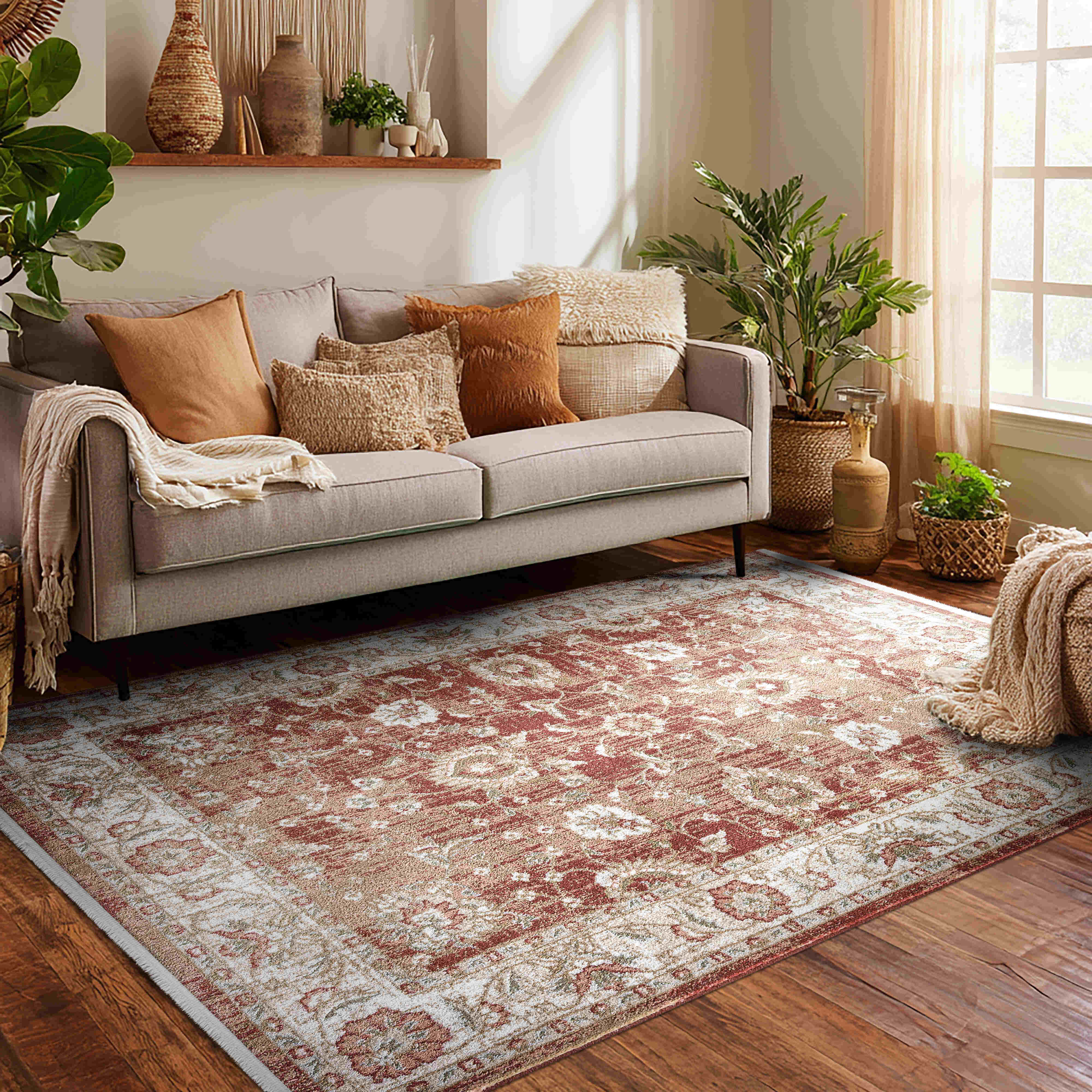 IND-100 Well Woven Indira Crimson Area Rug Room Scene