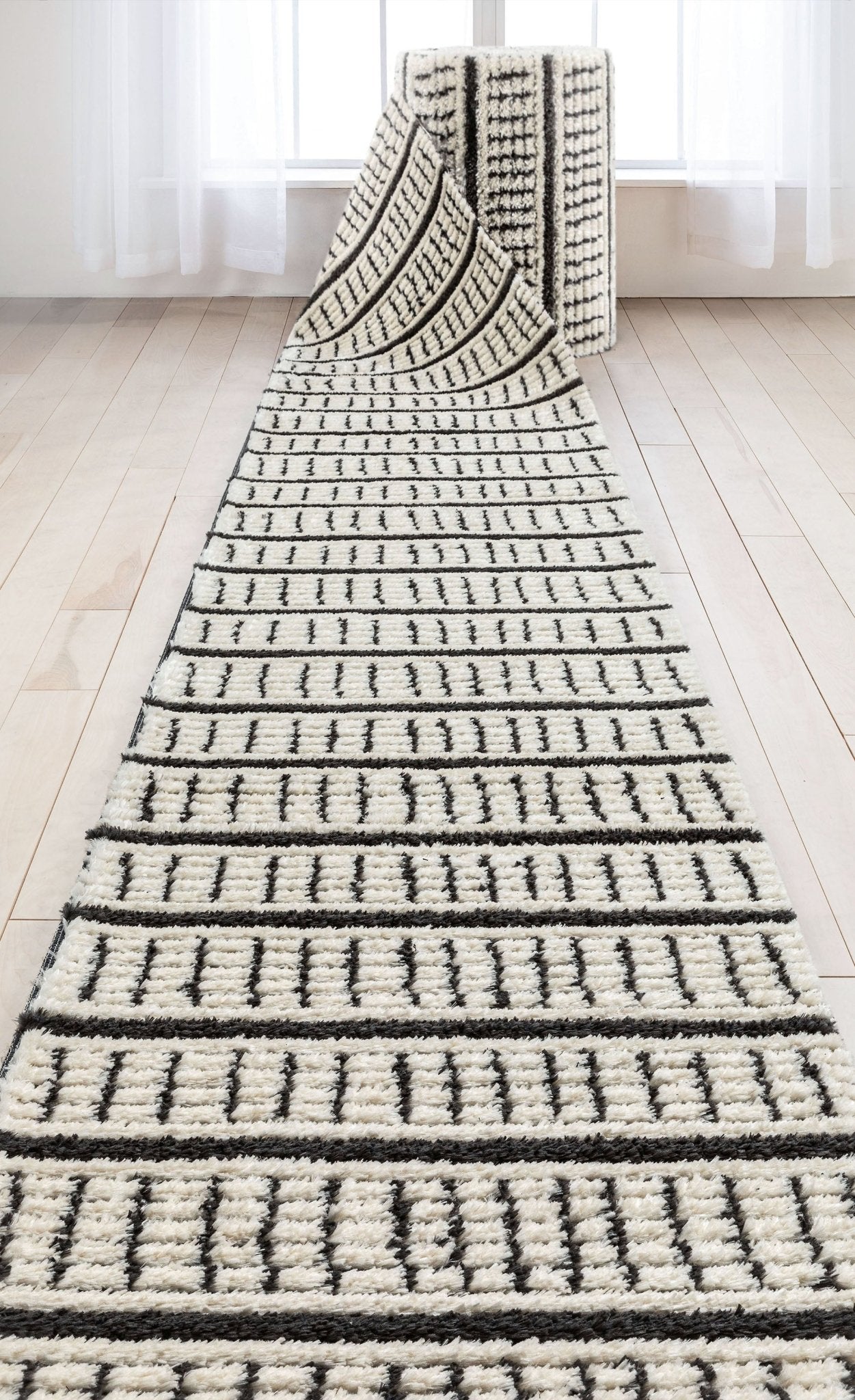 Custom Size Runner Viho Geometric Tribal Ivory Choose Your Width x Choose Your Length Hallway Runner Rug -Soft Pile Well Woven