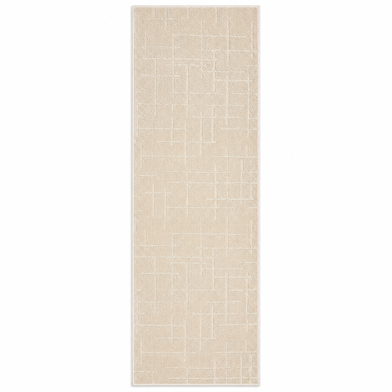 Serenity Soft Linen Ivory rubber-backed runner rug overhead view