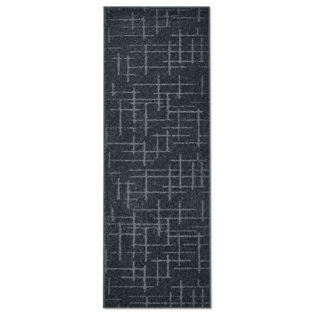 Serenity Soft Linen Midnight rubber-backed runner rug overhead view