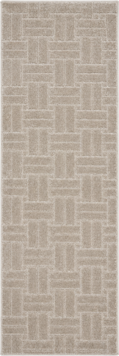 Serenity Soft Parquet Truffle rubber-backed runner rug overhead view