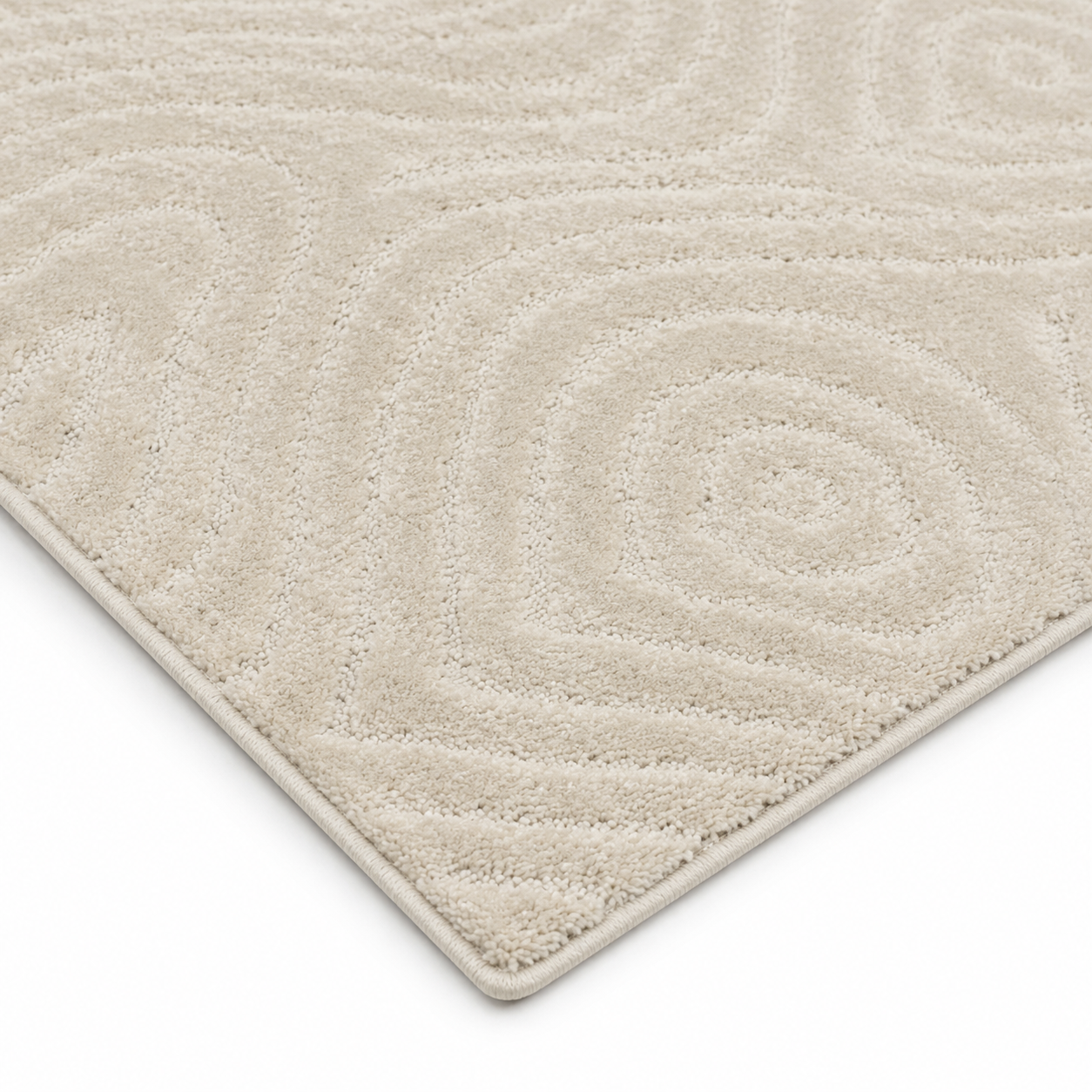 Serenity Soft Ripple Ivory runner rug close-up edge detail