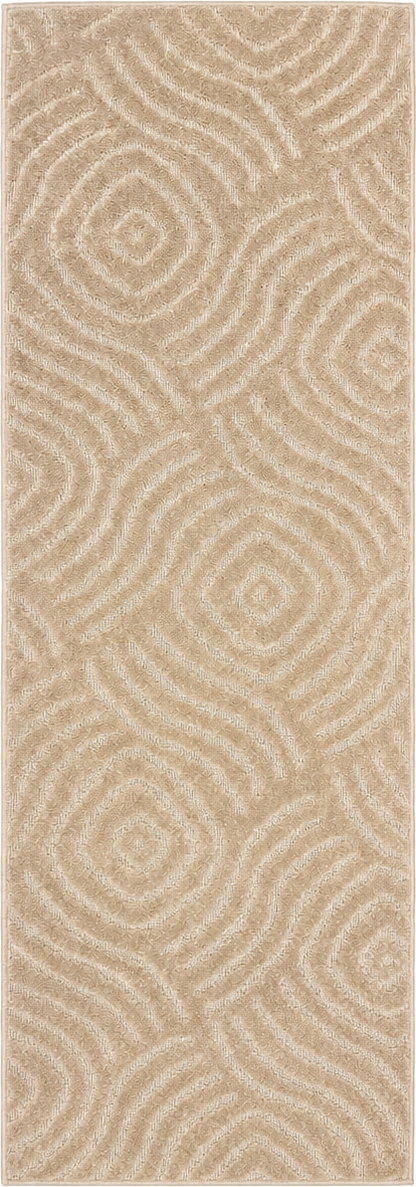 Serenity Soft Ripple Truffle rubber-backed runner rug overhead view