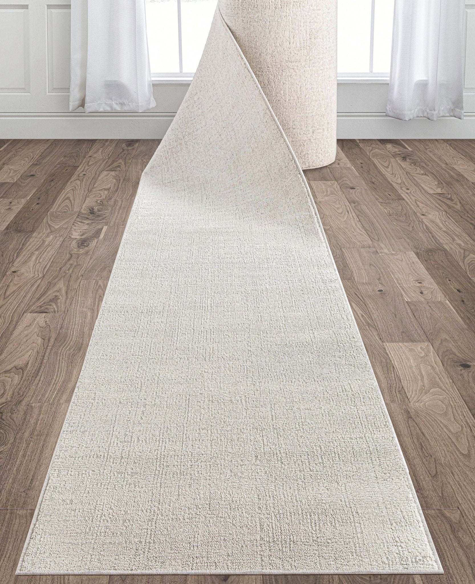 Custom Size Hallway & Stair Runner - Como Ivory Choose Your Width x Choose Your Runner Length- Made to Order Runner - Ultra-Soft, Tweed Tonal Colors - Looped Pile Well Woven
