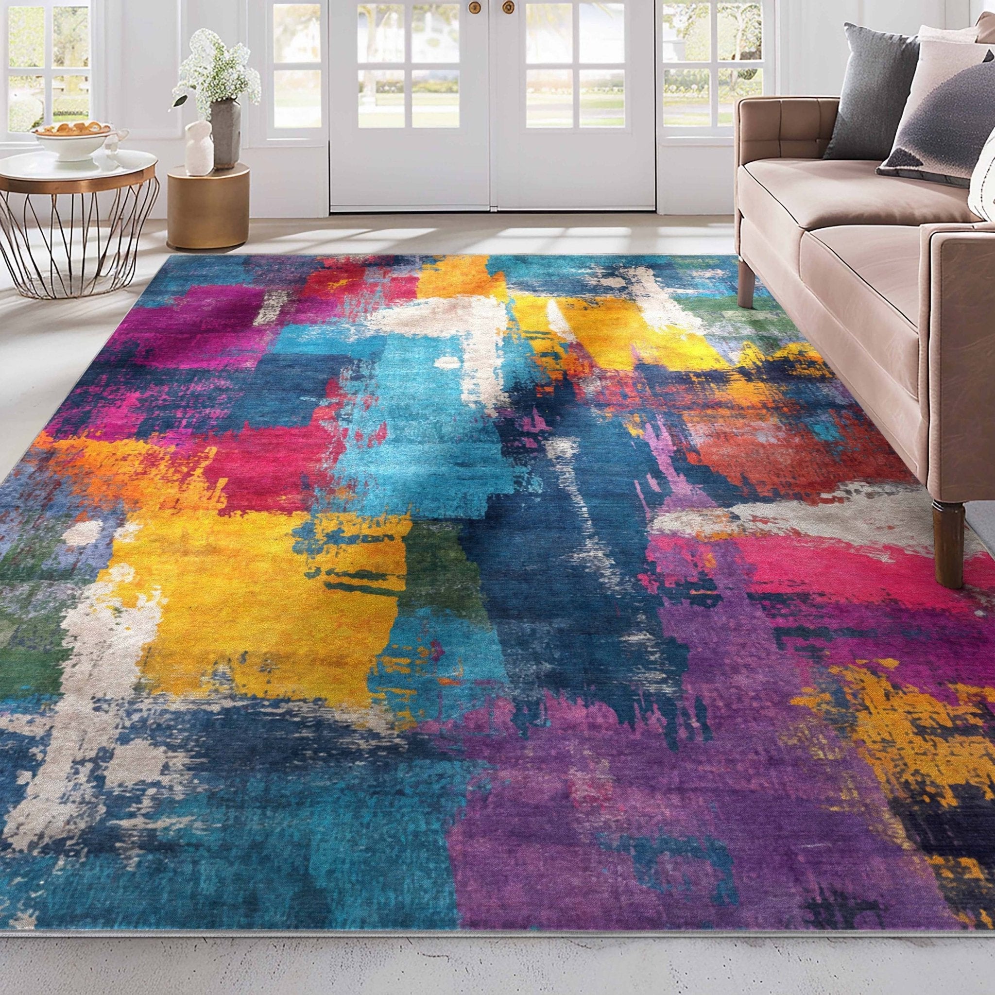 Apollo Marée Abstraite – Abstract Marble Multicolor Rug Well Woven