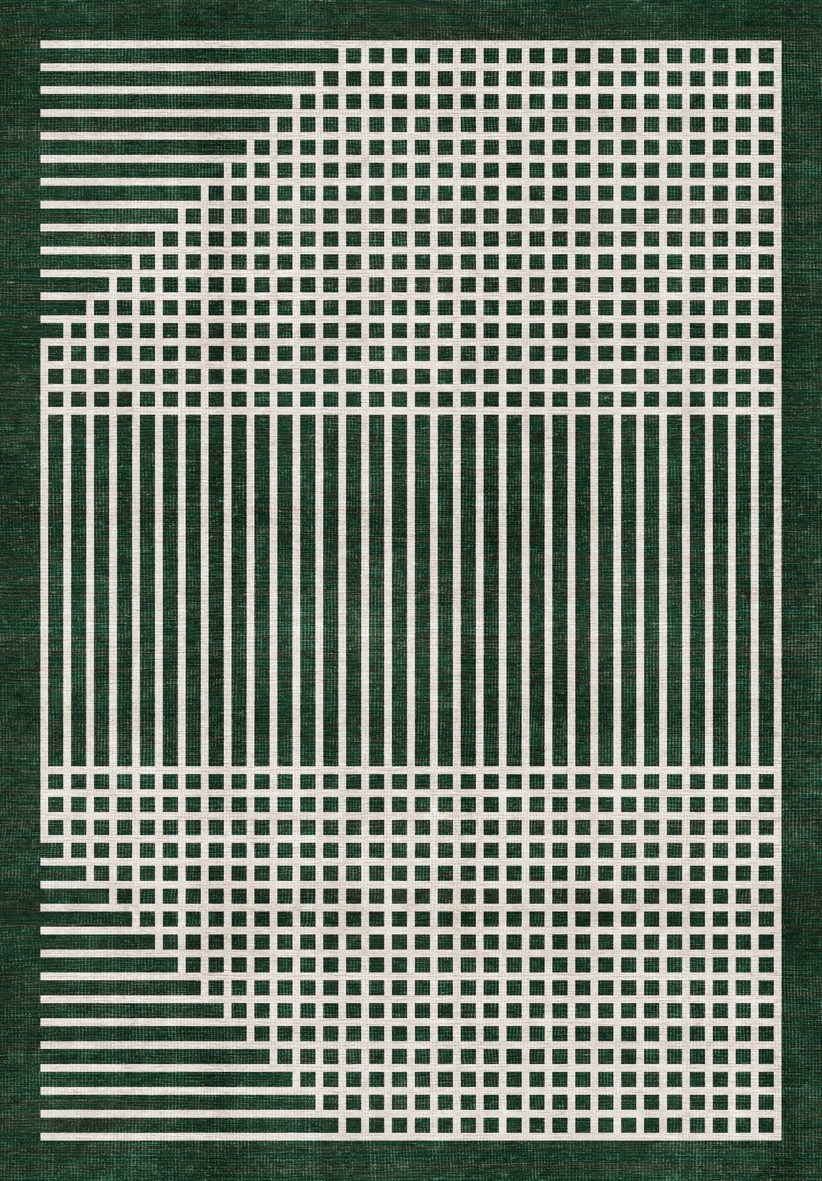 ARTWORK PREVIEW - W-AP-109B - Apollo Crossline Study Area Rug — Pine Green / Cream. Not a finished-rug photograph.