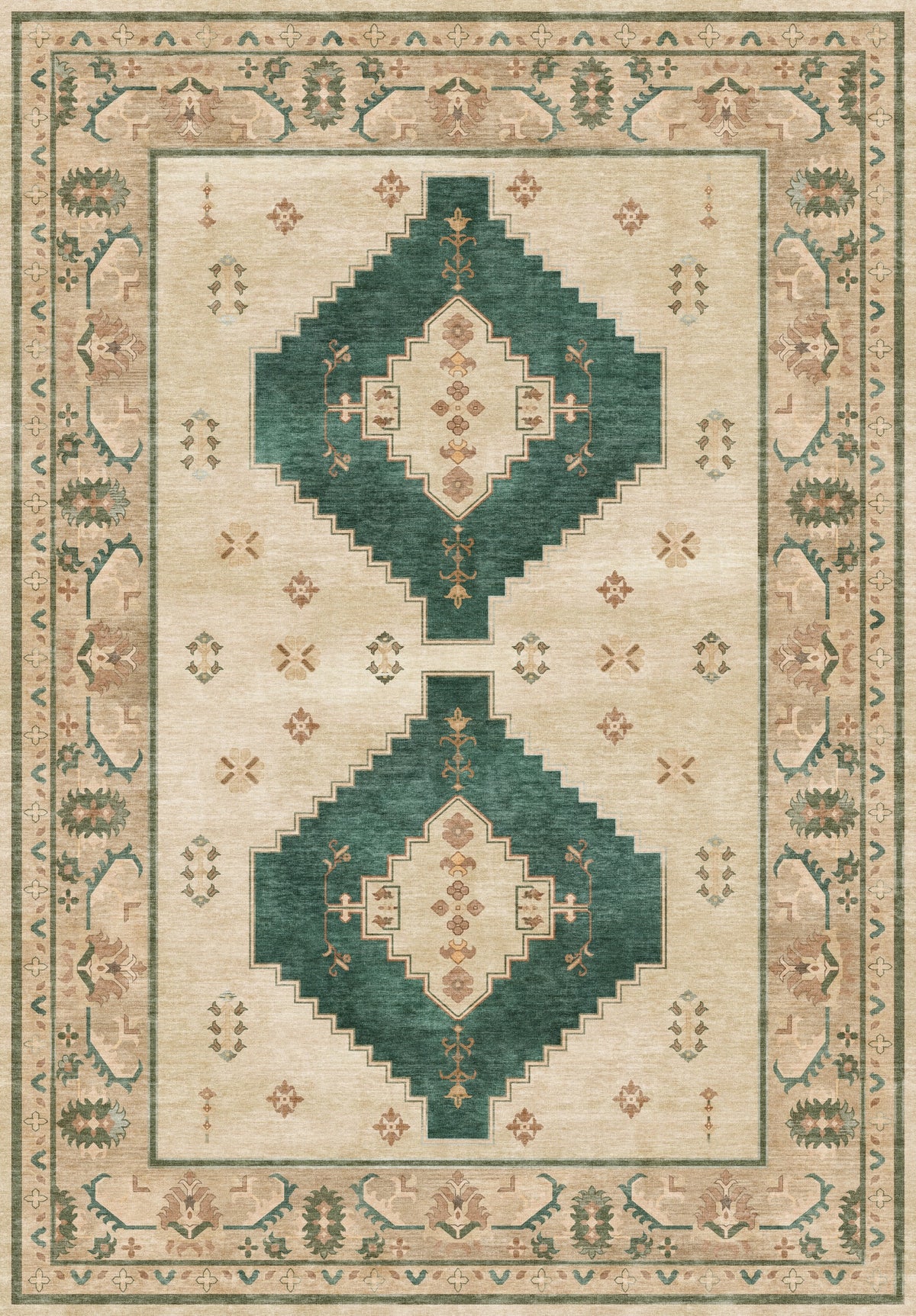 ARTWORK PREVIEW - W-AP-97A - Apollo Orchard Passage Area Rug — Pine Green / Cream. Not a finished-rug photograph.