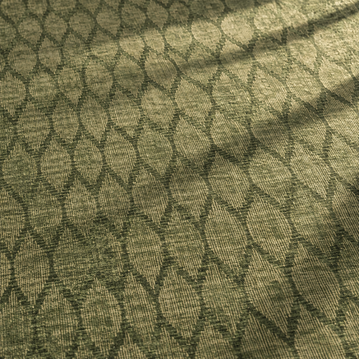 Apollo Brackenline Area Rug — Olive / Beige — pattern and surface detail in soft afternoon light. Digital visualization.