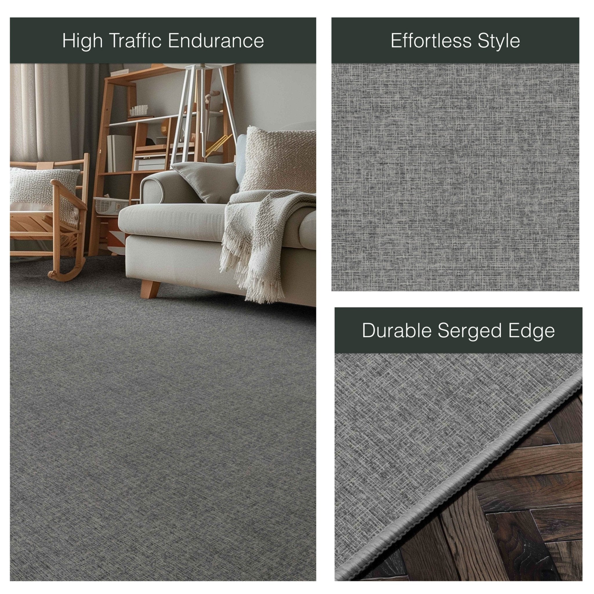 Wilfred Custom Rug - Monochrome Hatch , Low Pile, Easy Clean, Personalized Sizes - Well Woven - a durable grey rug