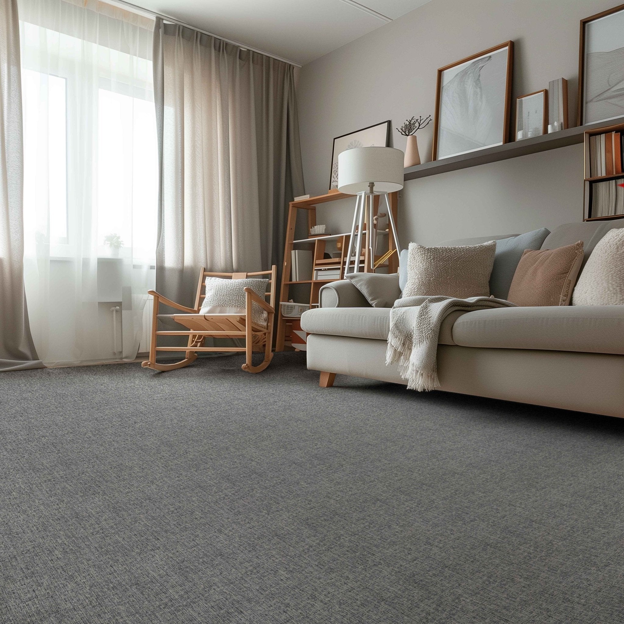 Wilfred Custom Rug - Monochrome Hatch , Low Pile, Easy Clean, Personalized Sizes - Well Woven - Grey rug in a living room