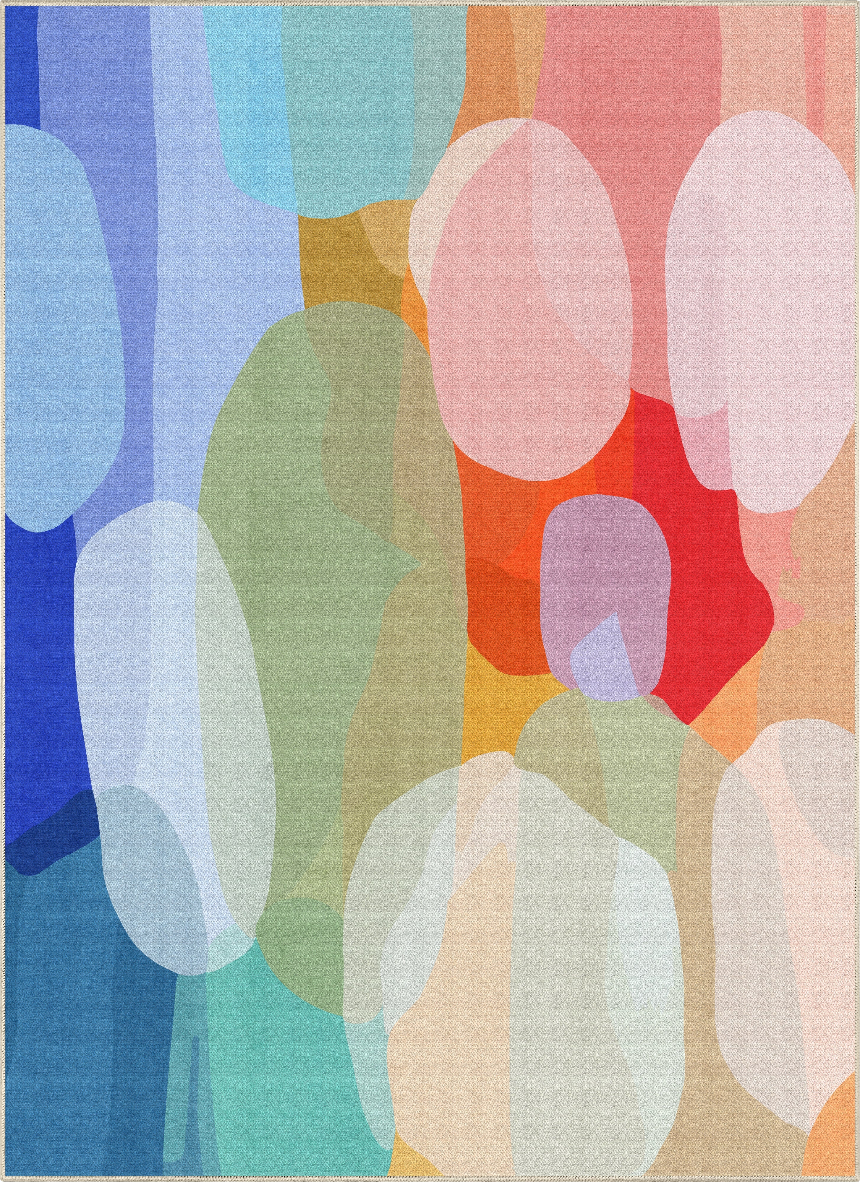 Make Me Laugh rug by Claire Desjardins, shown overhead.