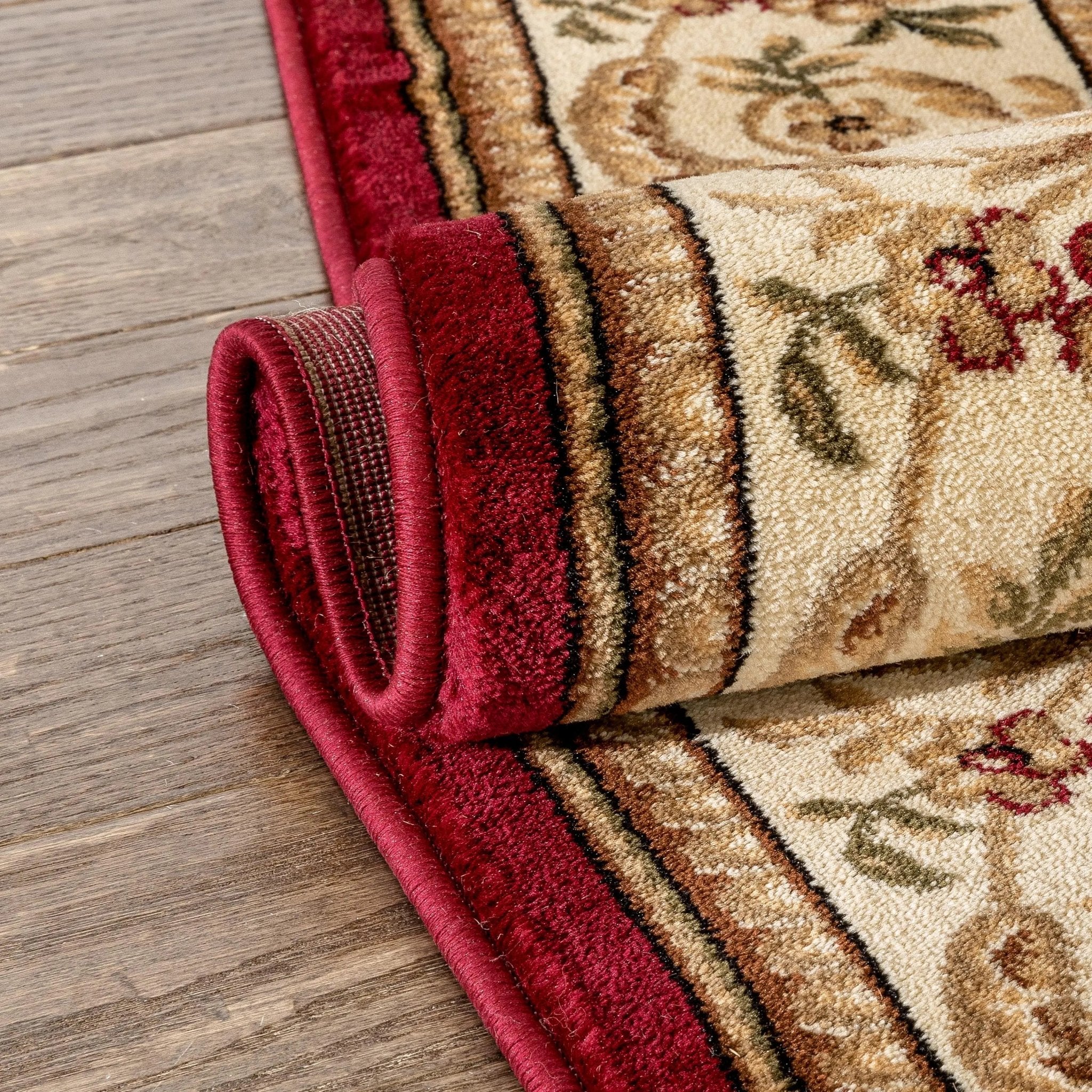 Fleur De Lis Red Formal Rug Well Woven