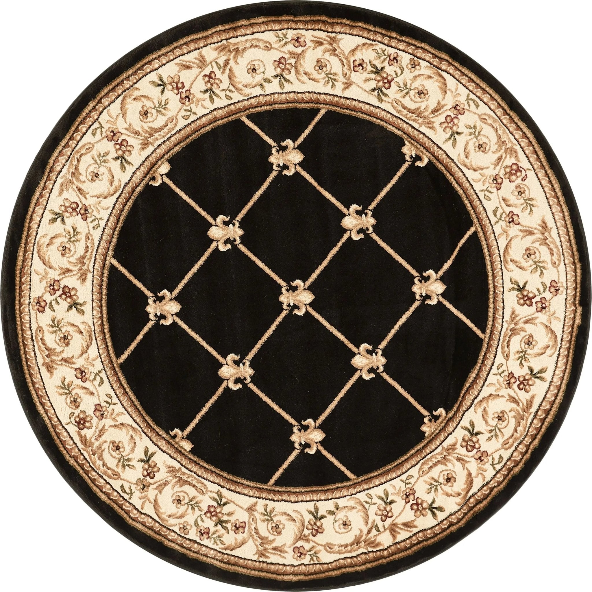 Fleur De Lis Black Formal Rug Well Woven