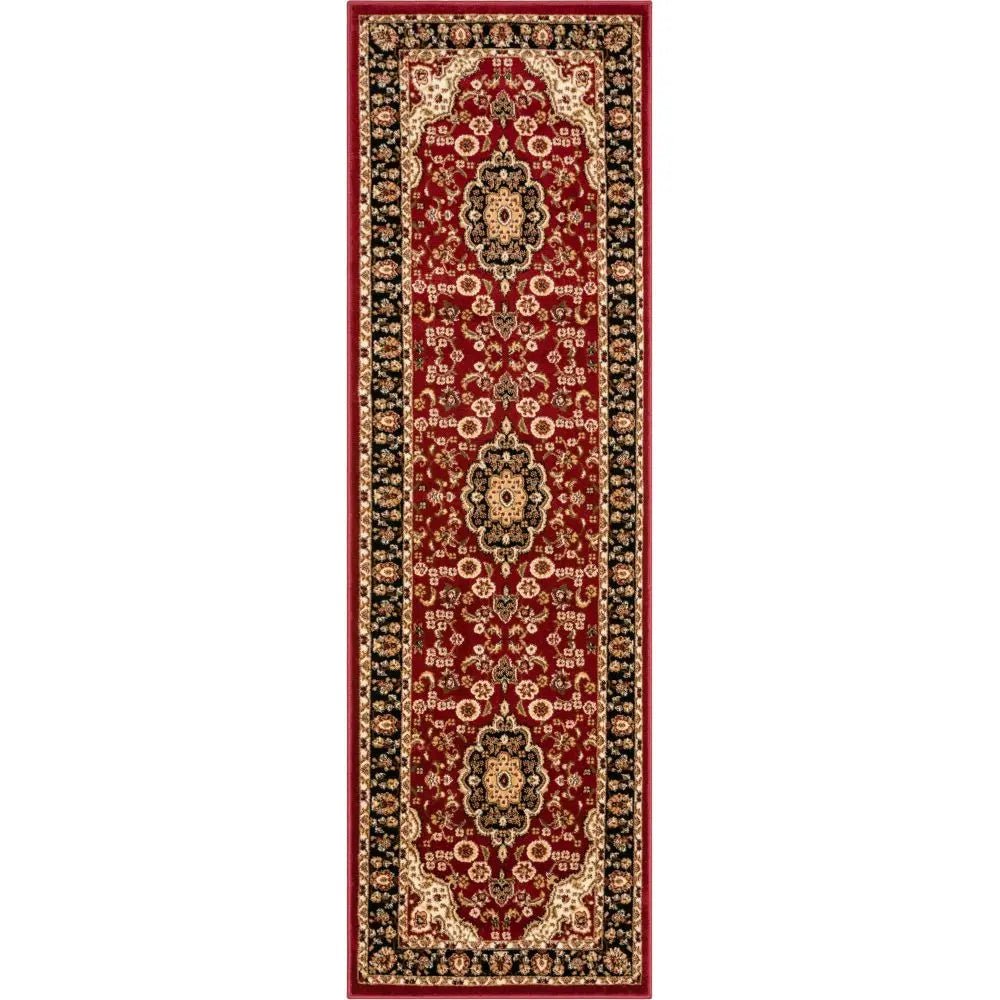 Medallion Kashan Red Traditional Rug Well Woven