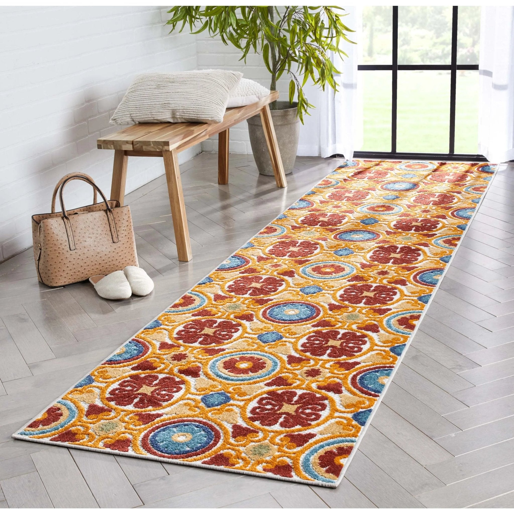 Audun Modern Geometric Indoor/Outdoor Red High-Low Rug Well Woven