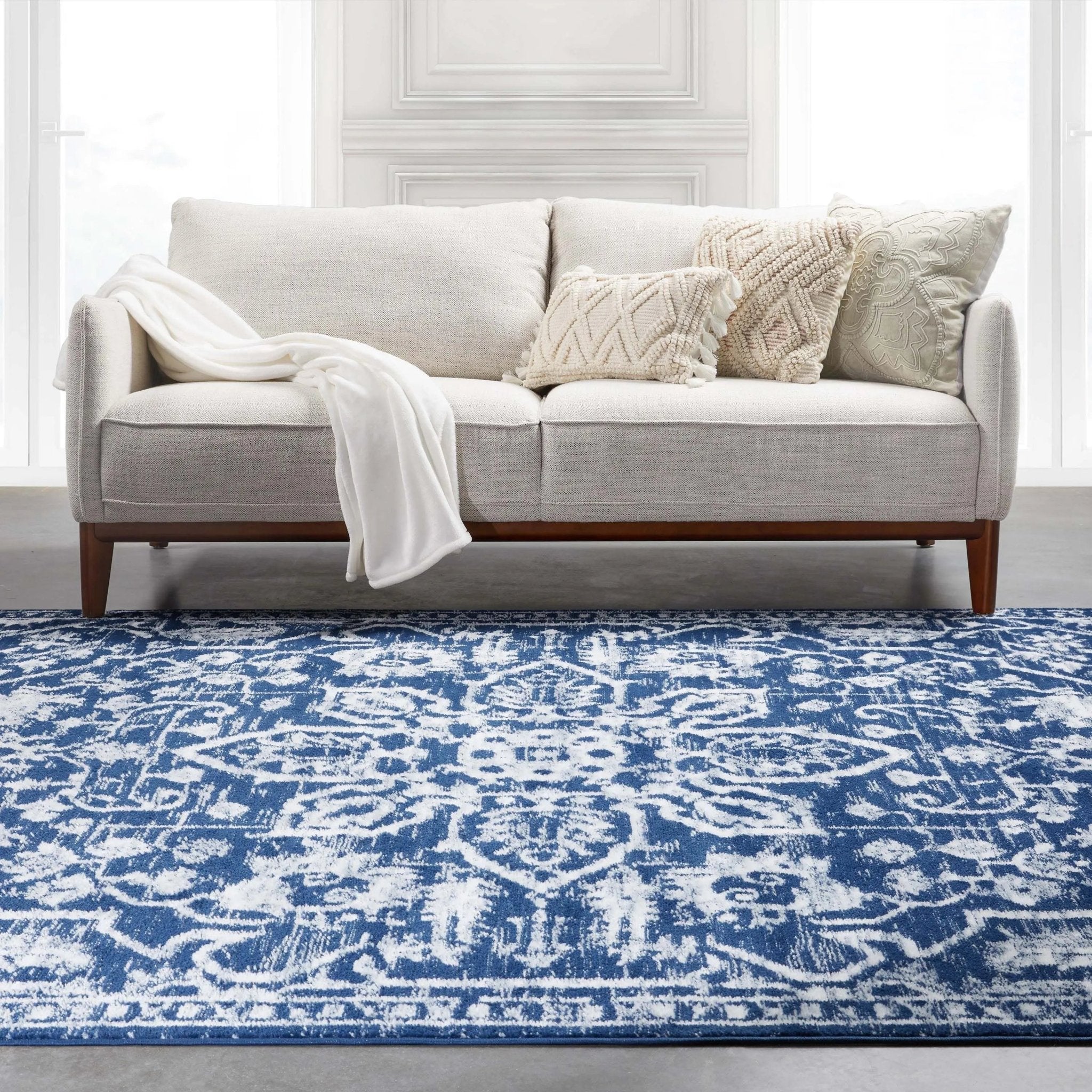 Disa Vintage Medallion Dark Blue Soft Rug By Chill Rugs Well Woven