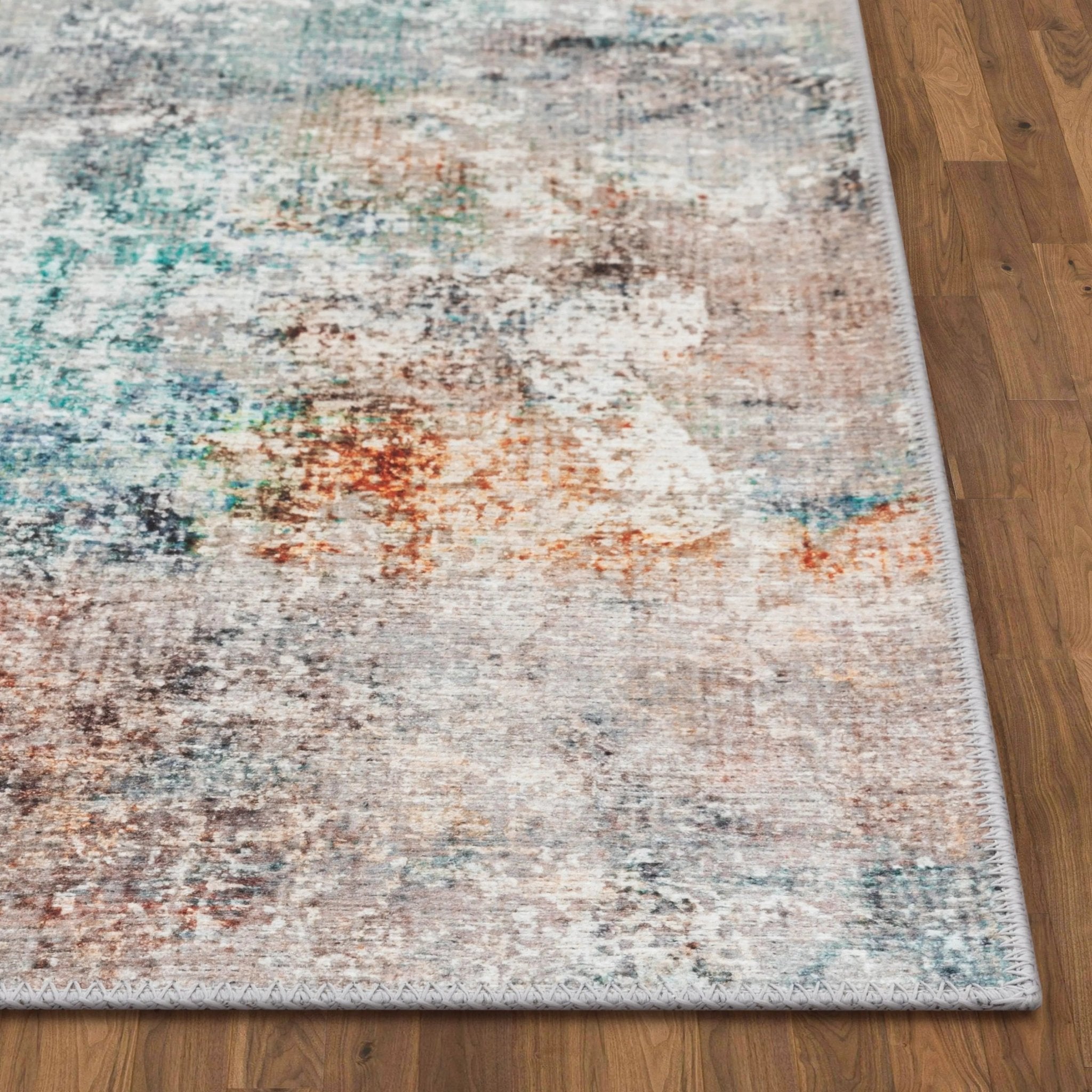 Amesti Machine Washable Light Blue Flat-Weave 5'3" x 7'3" Rug Well Woven