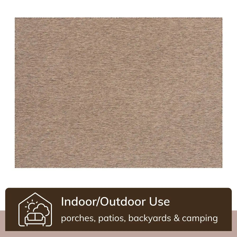 Leif Nordic Geometric Indoor Outdoor Taupe Flatweave 5'3" x 7'3" Rug Well Woven