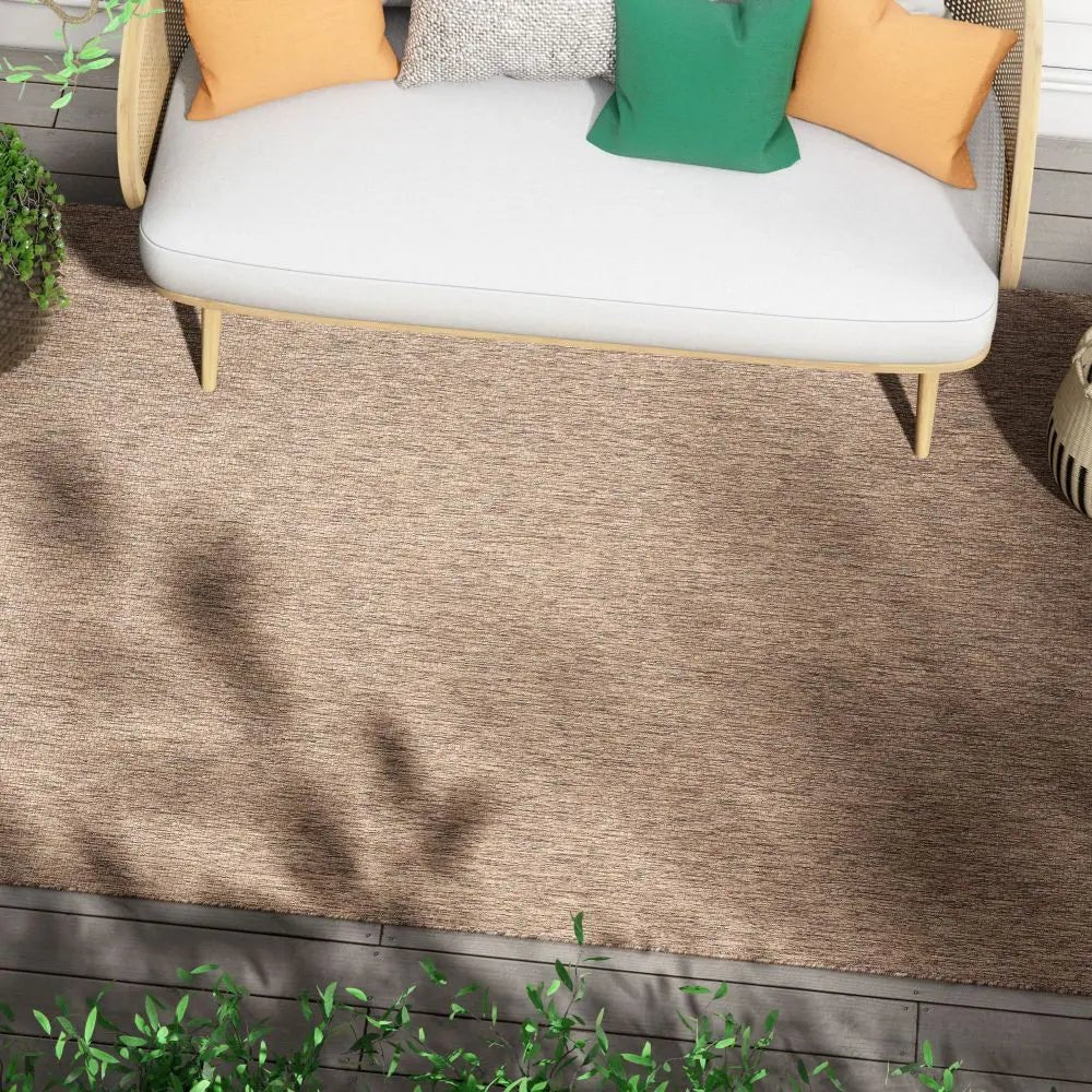 Leif Nordic Geometric Indoor Outdoor Taupe Flatweave 5'3" x 7'3" Rug Well Woven