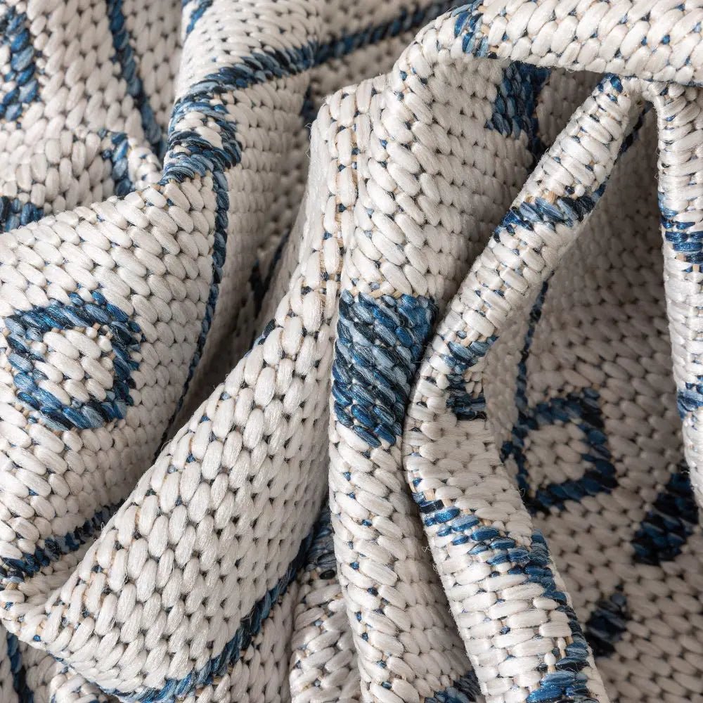 Nord Moroccan Tribal Indoor Outdoor Light Blue Flatweave Rug Well Woven