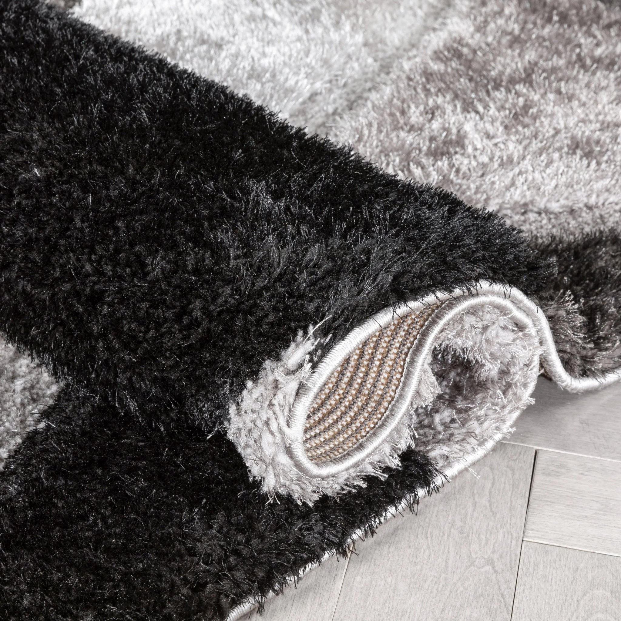 Holland Modern Geometric Black 3D Textured Thick & Soft Shag Rug Well Woven