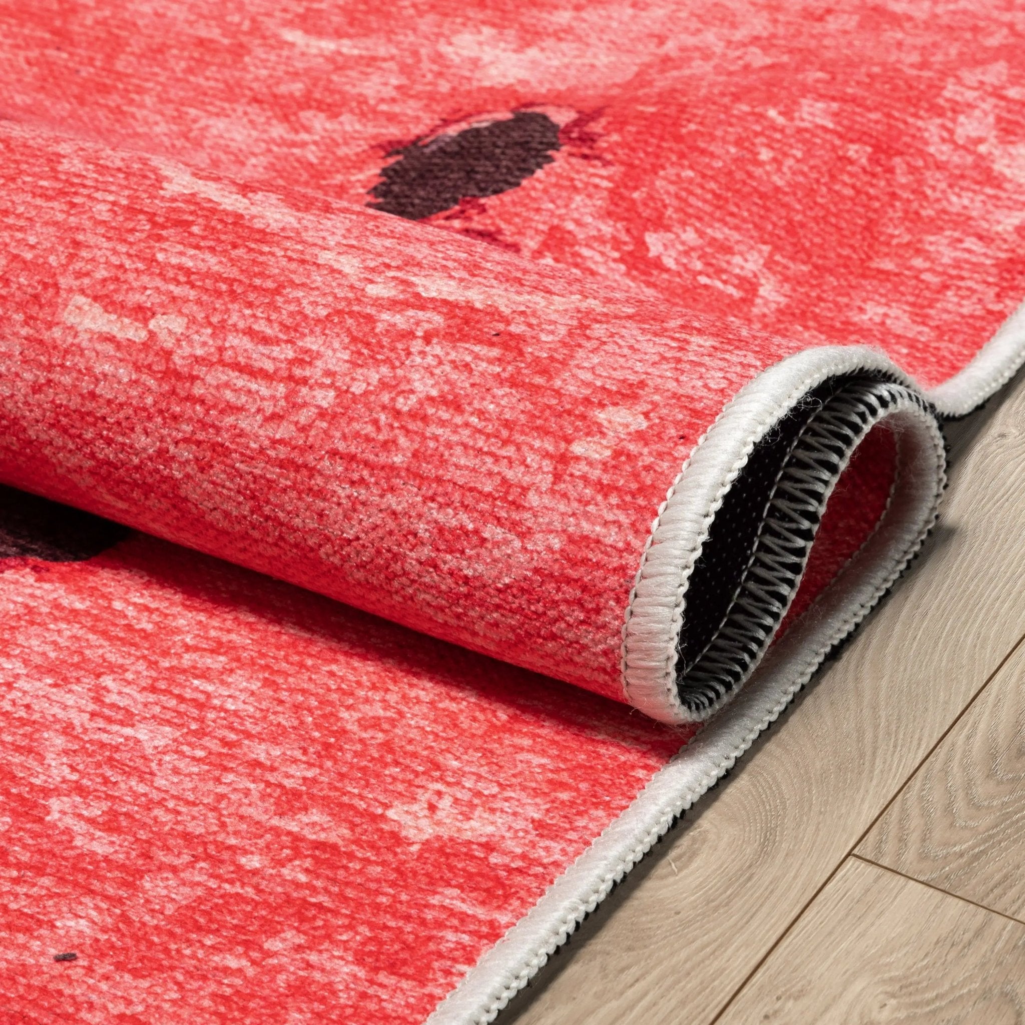 Half Watermelon Novelty Red Lime Flat-Weave Rug Well Woven