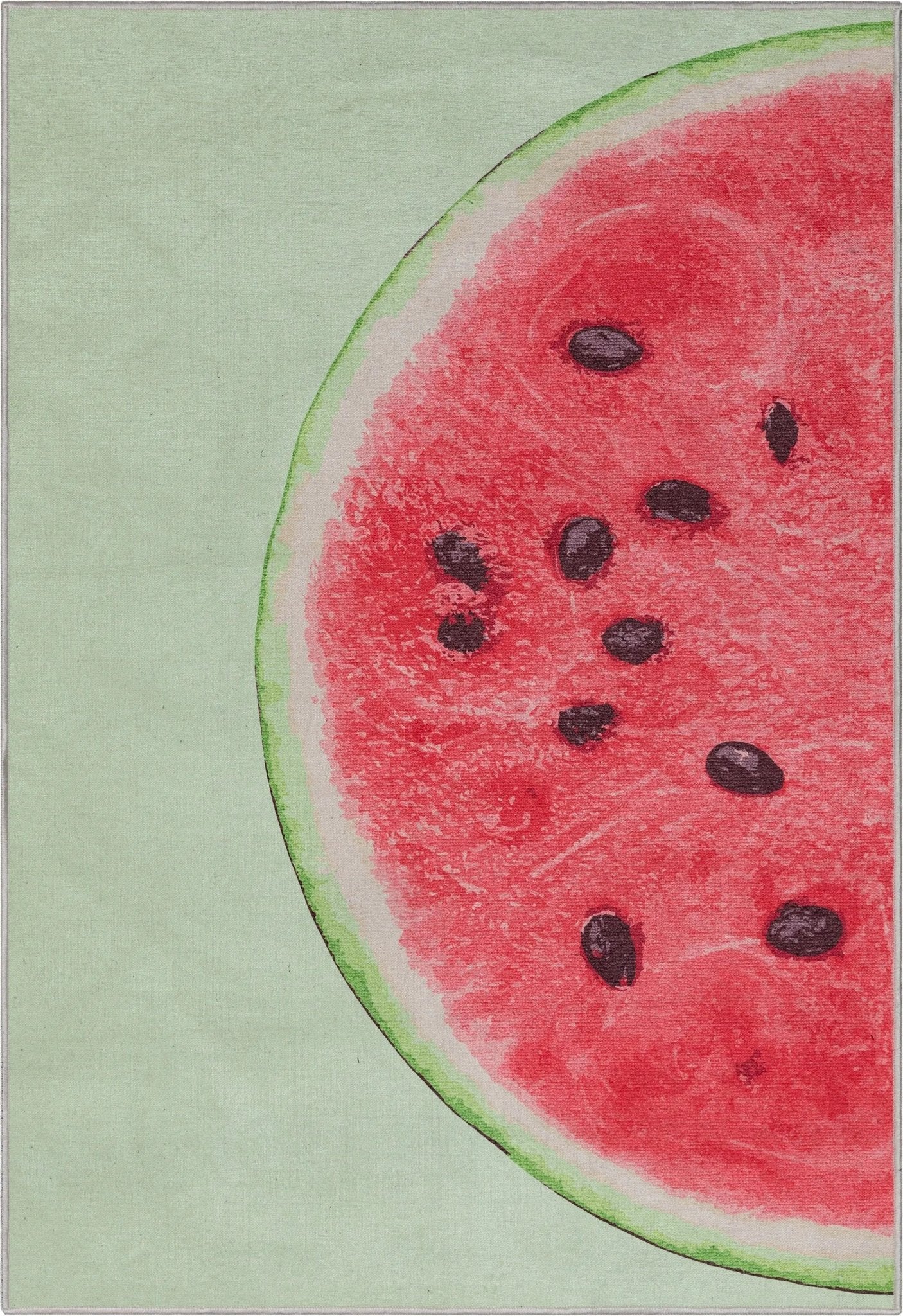 Half Watermelon Novelty Red Lime Flat-Weave Rug Well Woven