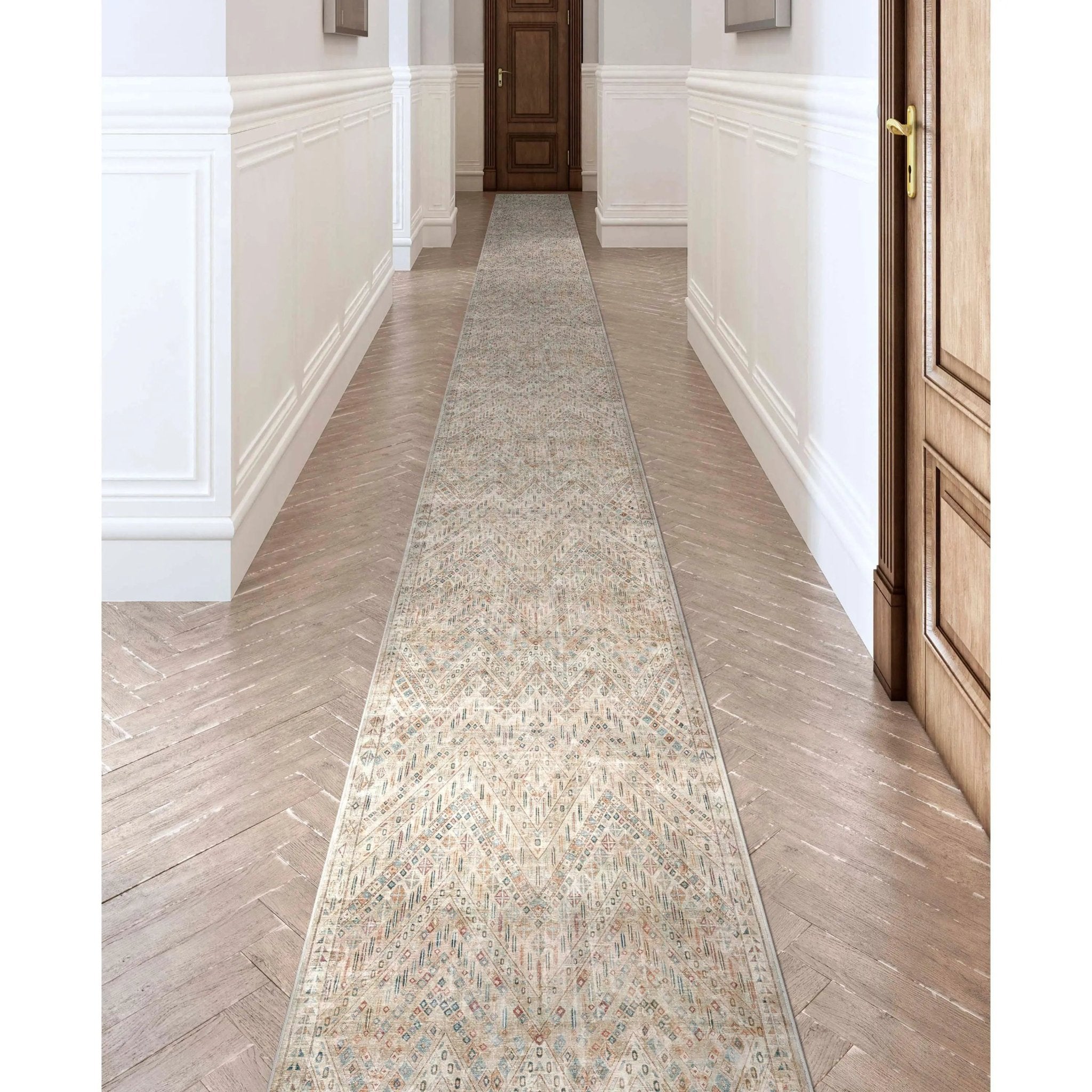 Anya Vintage Tribal Chevron Ivory Flat-Weave Rug Well Woven
