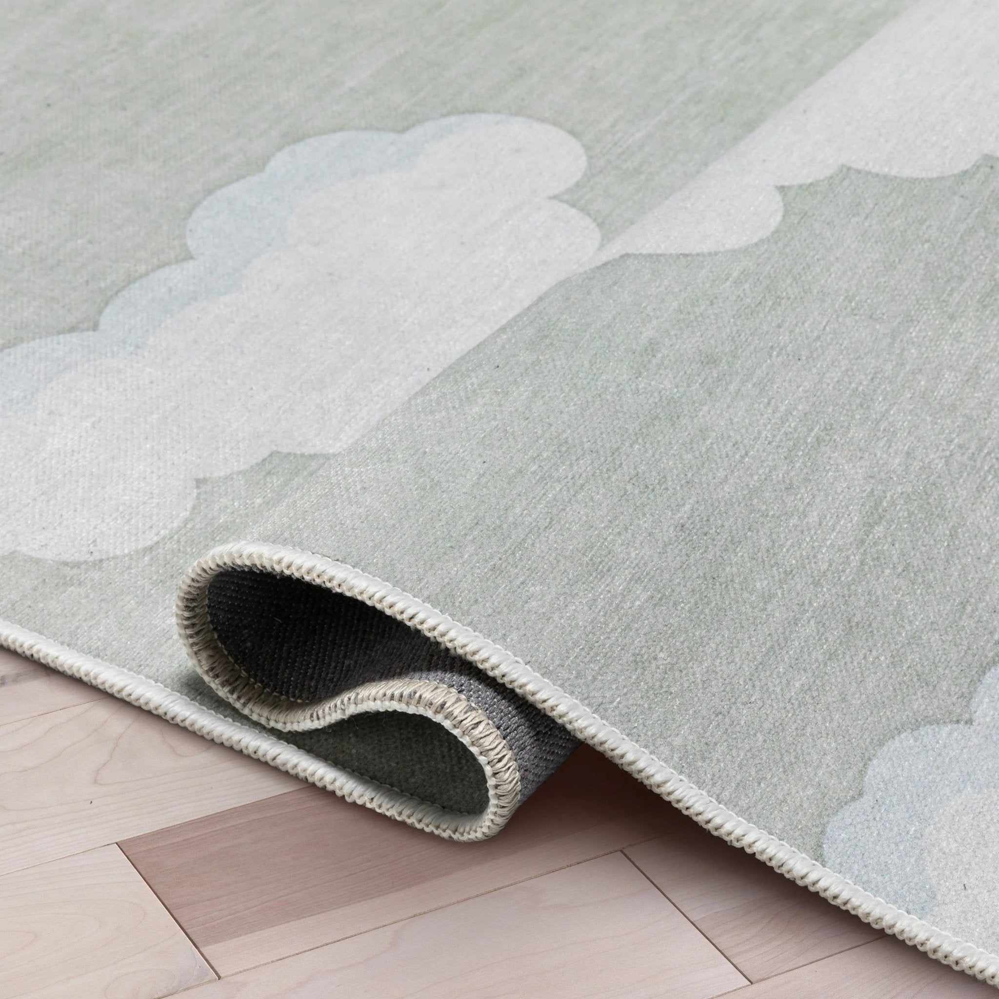 Cloud 9 Modern Sage Green Kids Flat-Weave Rug Well Woven