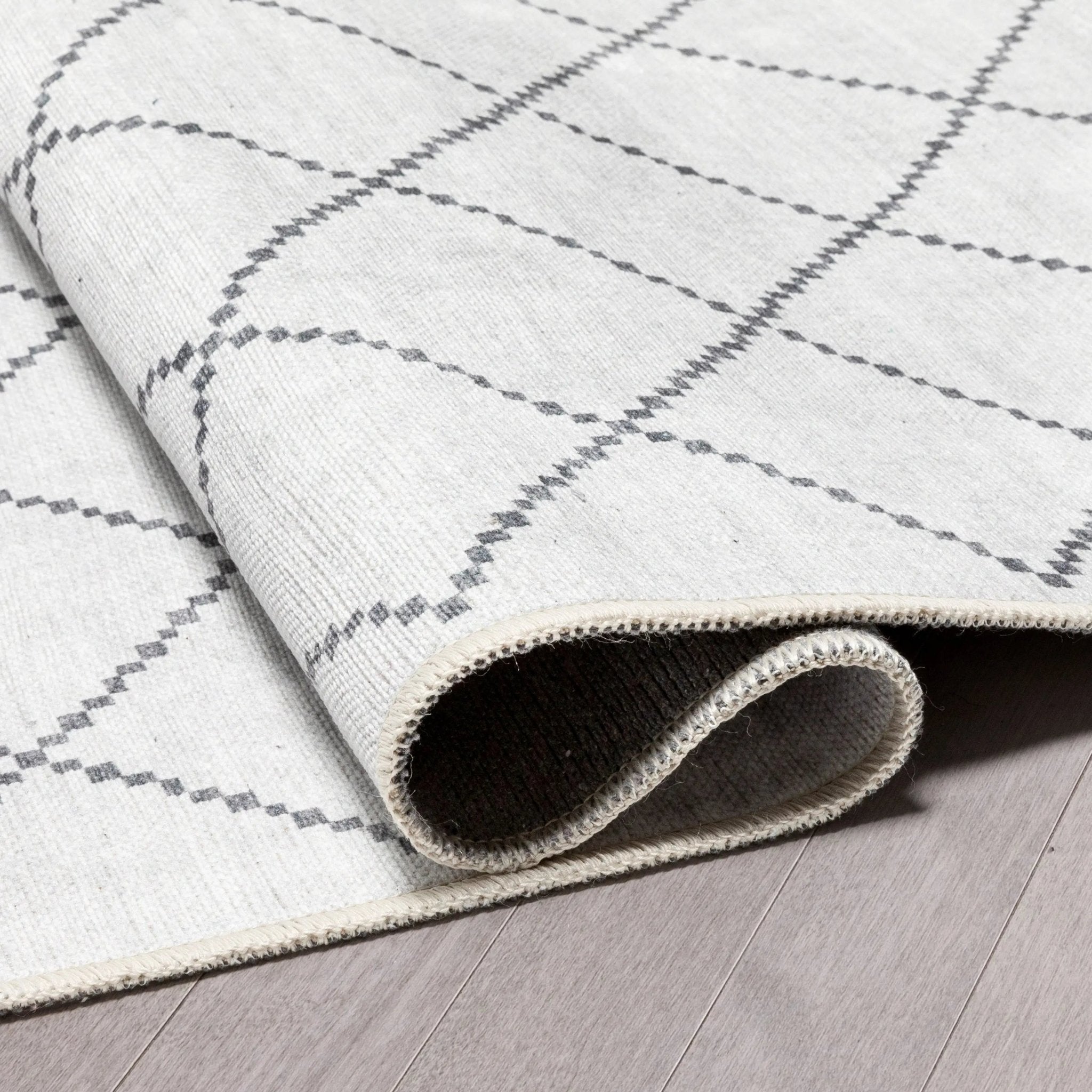 Anastasia Moroccan Trellis Pattern Ivory Grey Area Flat-Weave Rug Well Woven
