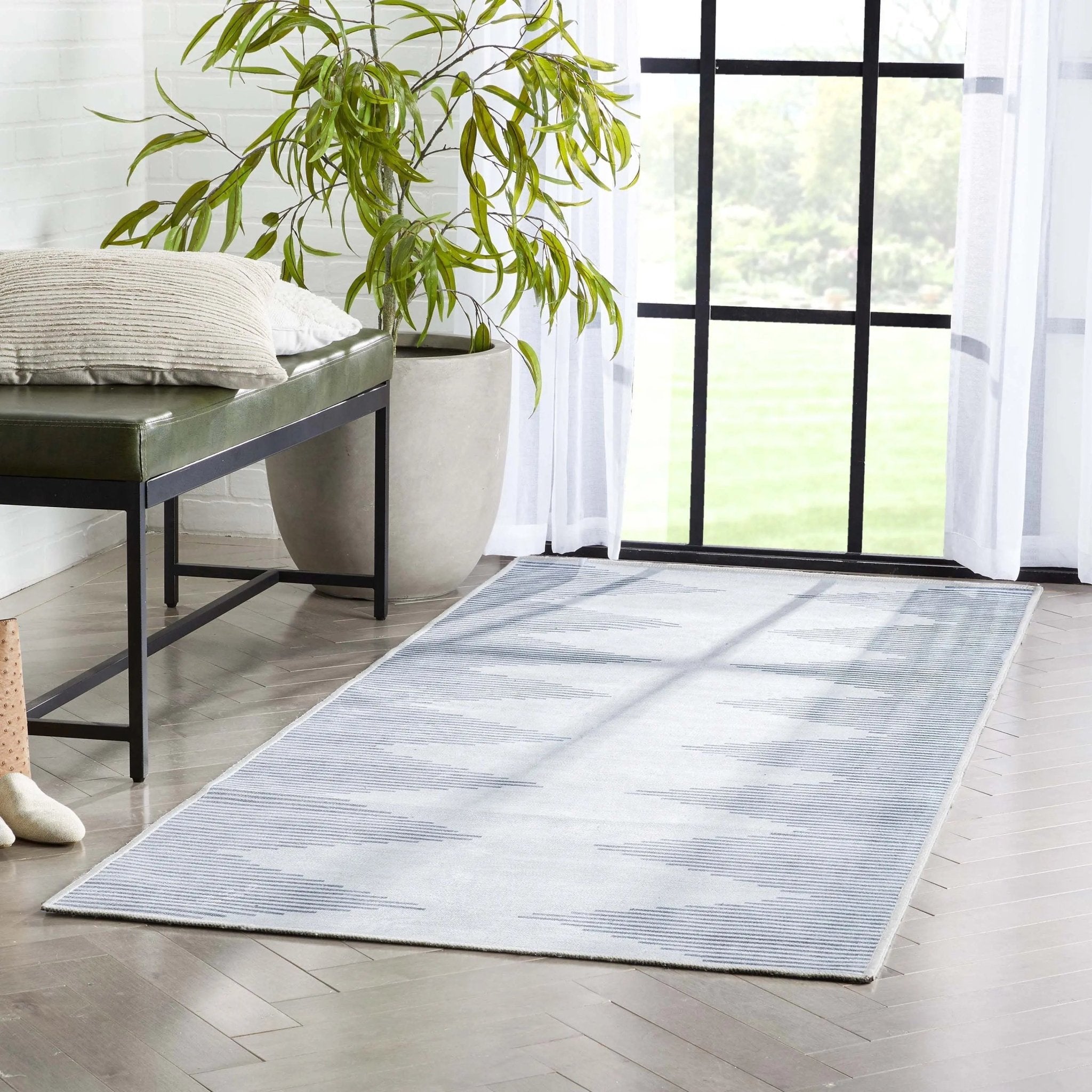 Bree Moroccan Diamond Stripes Ivory Grey Area Flat-Weave Rug Well Woven