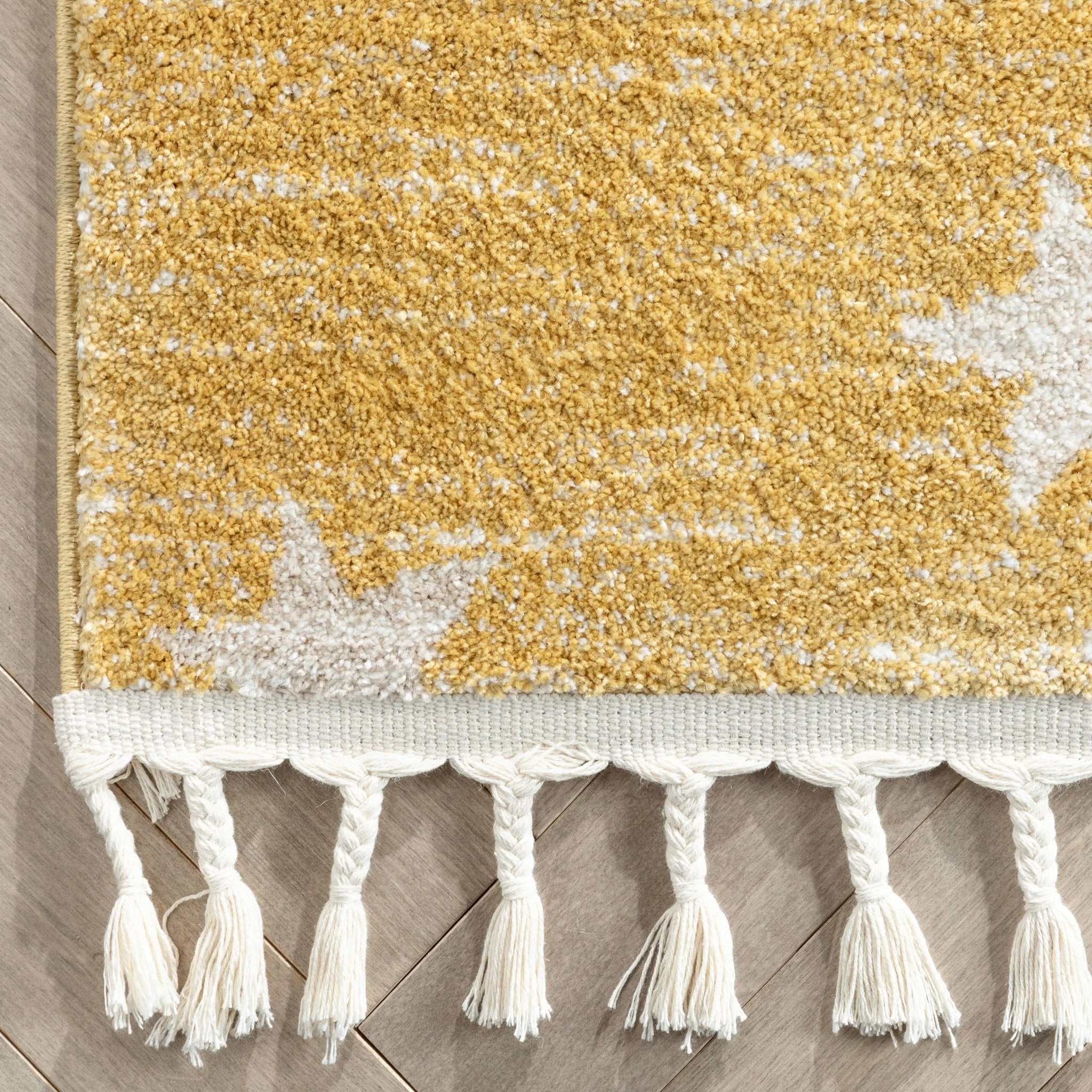 Stars Modern Geometric Yellow Kids Rug Well Woven