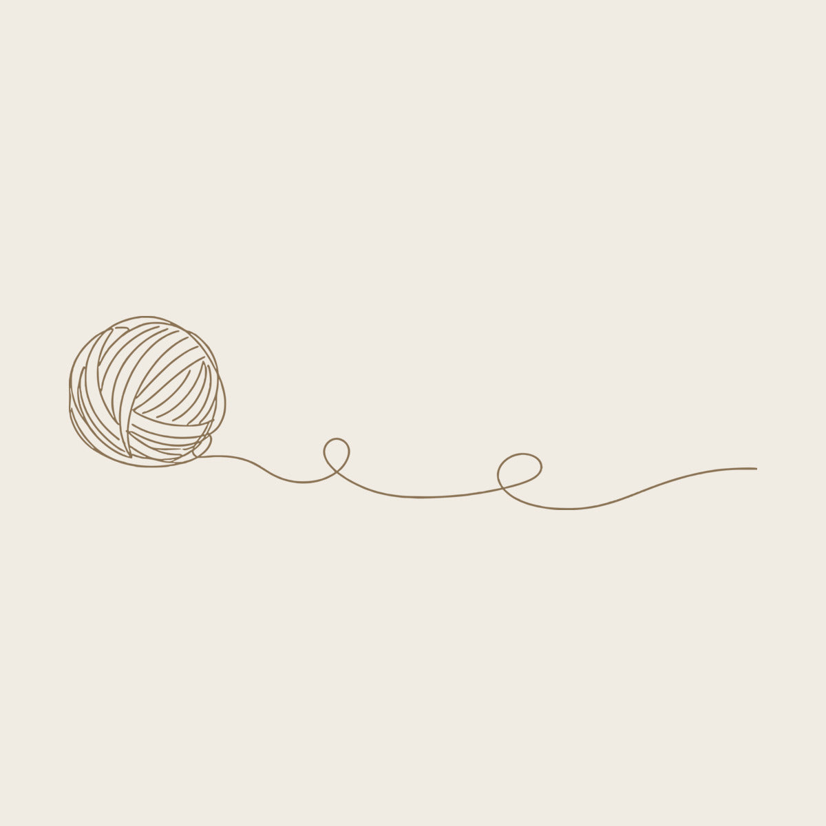 A ball of yarn with a single thread unspooling rightward