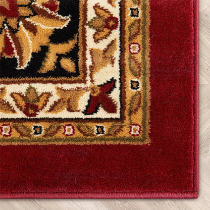 Medallion Kashan Red Traditional Rug Well Woven