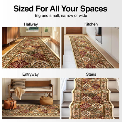 Custom Size Runner Emine Persian Trellis Transitional Red 27 Inch Wide x Choose Your Length Hallway Runner Rug Well Woven