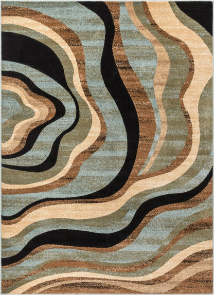 Nirvana Waves Multi Blue Modern Rug Well Woven