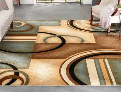 Arcs & Shapes Light Blue Modern Rug Well Woven