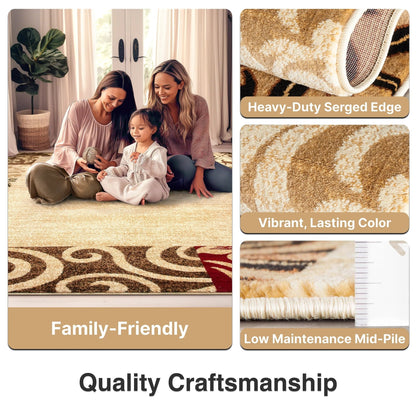 Vane Willow Damask Beige Transitional Rug Well Woven