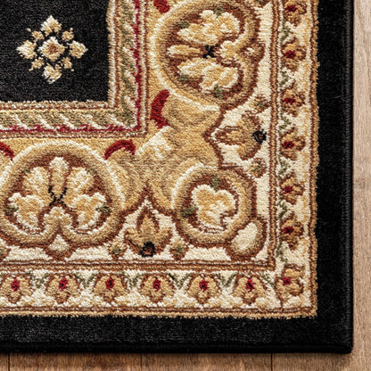 Hudson Terrace Black Traditional Rug Well Woven