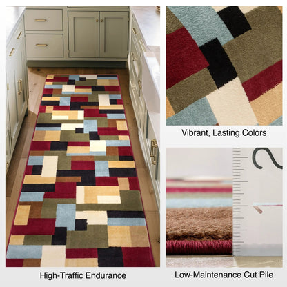 River Custom Size Runner Modern Red 27 Inch Wide x Choose Your Length Hallway Runner Rug Well Woven