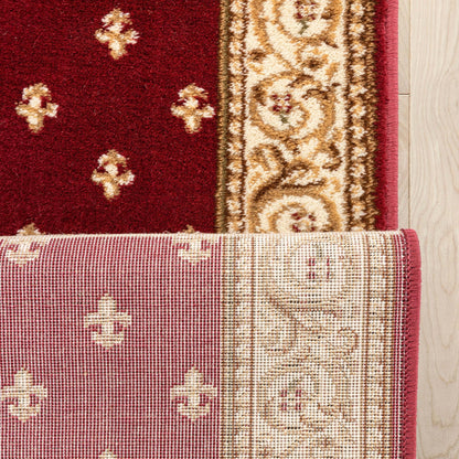Custom Size Hallway & Stair Runner Fleur de Lis Traditional Red 27 Inch Wide x Choose Your Custom Length Runner Rug Well Woven